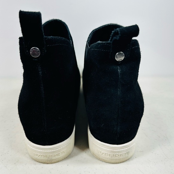 J/SLIDES Womens Sallie Black Nubuck Leather Platform Wedge Sneaker Boots S 8,5 - Picture 4 of 7